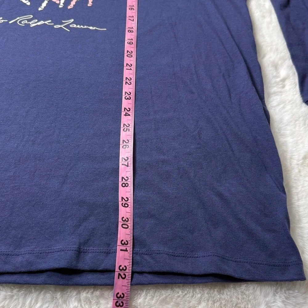 Polo Ralph Lauren 3 Big Pony Jersey Hooded T Shirt‎ Hoodie XXL Navy Long Sleeve